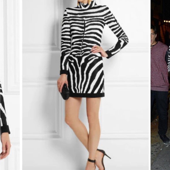 ❤️TRADED💋NWT BALMAIN zebra dress long sleeve COMING SOON France 44 - Picture 3 of 10